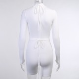 Autumn White Sexy Cut Out Long Sleeve Bodycon Rompers