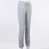 Autumn Solid Color Drawstings Stack Track Pants