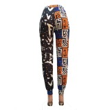 Africa High Waist Print Formal Trousers