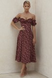 Summer Romantic Vintage Strapless Floral Prom Dress