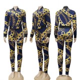 Autumn African Chains Print Zip Up Tracksuit