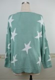 Autumn Stars Print V-Neck Loose Sweater Top