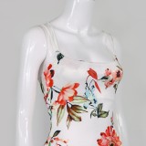 Summer Romantic Vintage Straps Floral Midi Dress