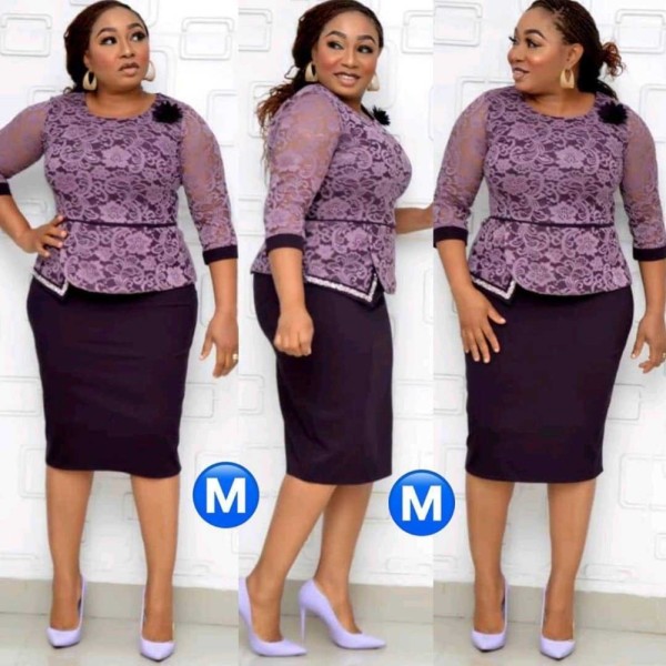 Plus Size frican Mother of the Bride Lace Upper Peplum Dress