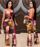 Summer Party Sexy Backless Colorful Halter Jumpsuit