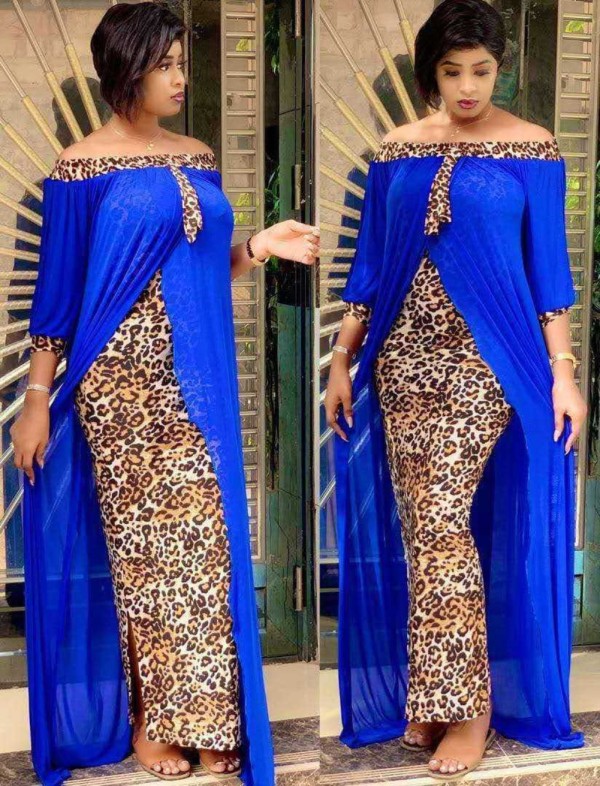African Off Shoulder Patchwork Chiffon Long Gown