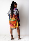 Autumn African Colorful Print Blouse and Shorts Set