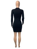 Autumn Colorful Sexy Long Sleeve Knitted Bodycon Dress