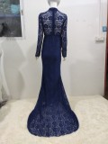 Pregenant Full Lace Long Sleeve Mermaid Wedding Dress