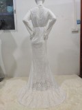 Pregenant Full Lace Long Sleeve Mermaid Wedding Dress
