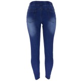 Autumn Blue Ripped Regular Jeans