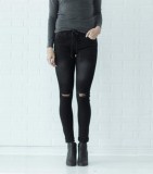 Autumn Black Ripped Regular Jeans