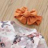 Baby Girl Autumn Floral Rompers with Headband