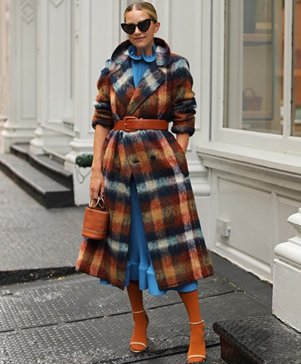Winter Street Style Colorful Plaid Long Coat