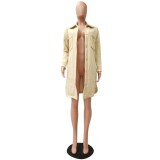 Autumn African Solid Plain Pocketed Long Coat