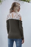 Autumn Lace Upper O-Neck Cut Out Sexy Shirt