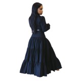 Autumn Black Fit-and-Flare Long Evening Dress