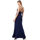 Summer Royal Blue Straps Wrapped Evening Dress