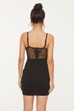 Summer Black Lace Upper Straps Mini Club Dress
