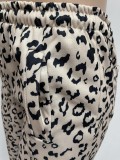 Autumn Leopard Print Drawstrings Track Pants