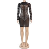 Autumn Black and Silver Sequins Party Sexy Bodycon Dress