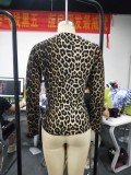 Autumn Elegant Leopard Print Dripped Sexy Basic Shirt