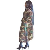 Autumn African Camou Print Long Coat