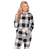 Christmas Women Print Hooded Two Piece Pajama