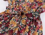 Autumn Elegant Floral V-Neck Vintage Prom Dress