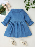 Baby Girl Autumn Blue Denim A-line Dress
