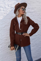Jaqueta de bolso lisa outono sólida com botões