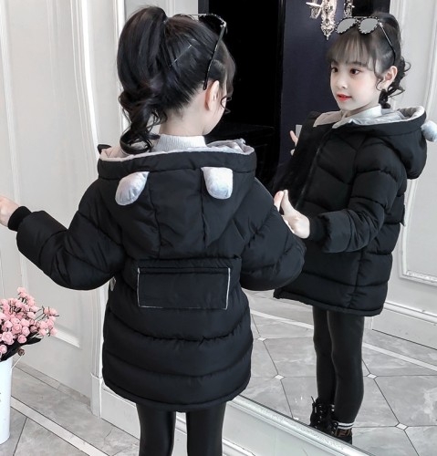 Mädchen gepolsterter Mantel mit süßem Ohr mit Kapuze