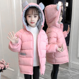 Girl Padded Coat with Cute Ear Hooded