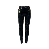 Sexy Fitted High Wasit Zip PU pants