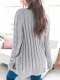 Autumn Solid Color Pocketed Sweater Coat
