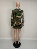 Autumn African Camou and Leopard Print Long Coat