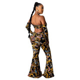 Sexy High Waist Chains Print Flare Trousers
