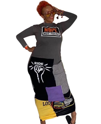 Robe Longue Curvy Imprimée Africaine Colorée Automne