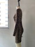 Autumn Party Sexy Leopard Print Mini Dress