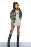 Autumn African Camou and Leopard Print Long Coat