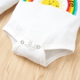 Baby Boy Autumn Rainbow Pants Set with Matching Hat