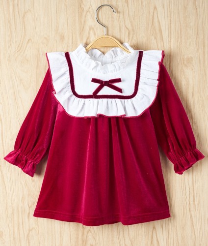 Kız Bebek Sonbahar A-Line Kadife Elbise