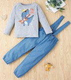 Kids Girl Autumn Shirt and Suspender Pants Set