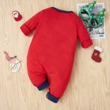Baby Boy Christmas Print Button Up Rompers