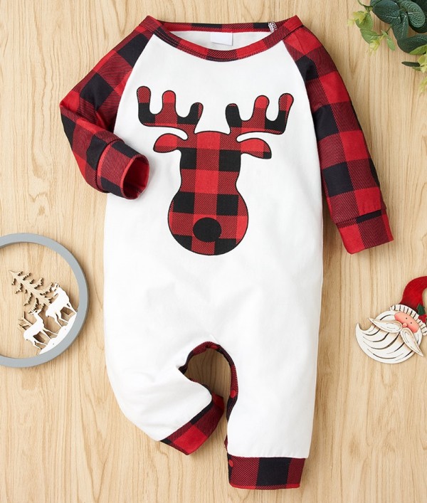 Baby Boy Christmas Print Button Up Rompers