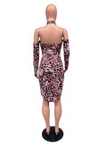 Autumn Party Sexy Butterfly Print Leopard Dress
