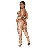 Autumn Party Sexy Hollow Out Metallic Jumpsuit