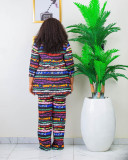 Autumn African Print Mother Elegant Two Piece Pants Set