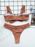 Two Piece Nude Knotted Swimwear