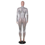 Autumn Party Sexy Hollow Out Metallic Jumpsuit
